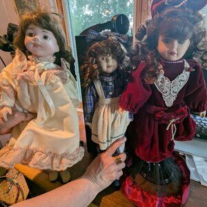 Three Victorian Era Porcelain Dolls